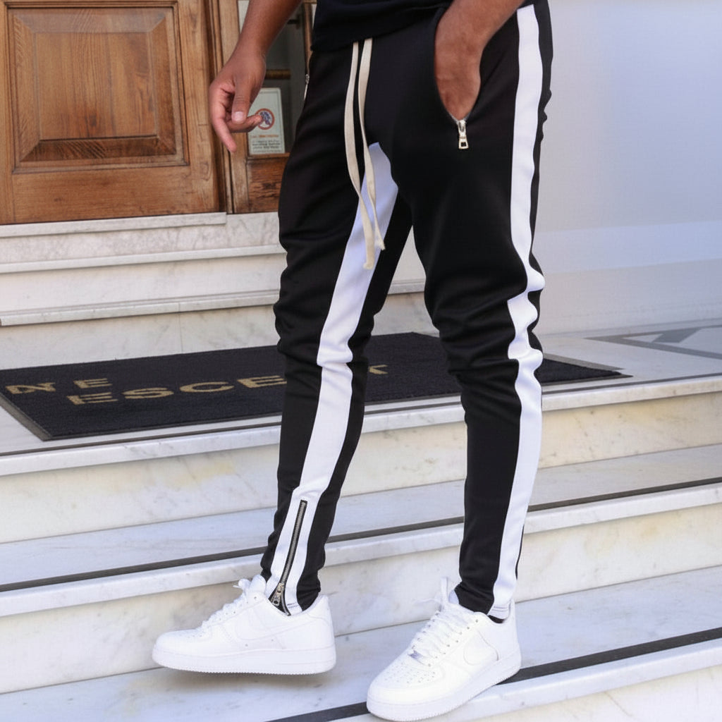 Men's Slim Fit Joggers With Side Stripe Athletic Sweatpants | Temsk