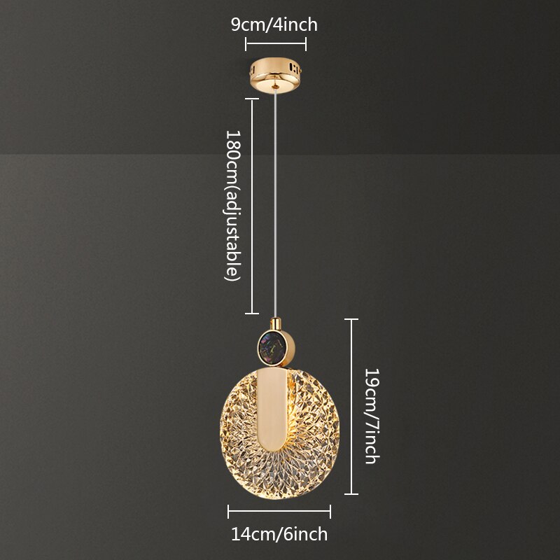 Solara Kristallrunde goldene LED-Pendelleuchte Deckenleuchte | Snurv | Temsk