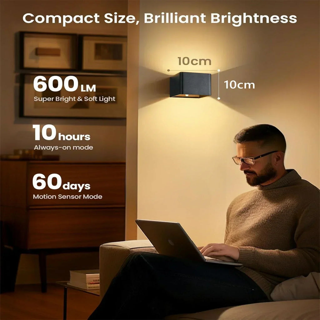 Luce da parete LED wireless LuminaWave con sensore di movimento e batteria da 4000 mAh | Temsk