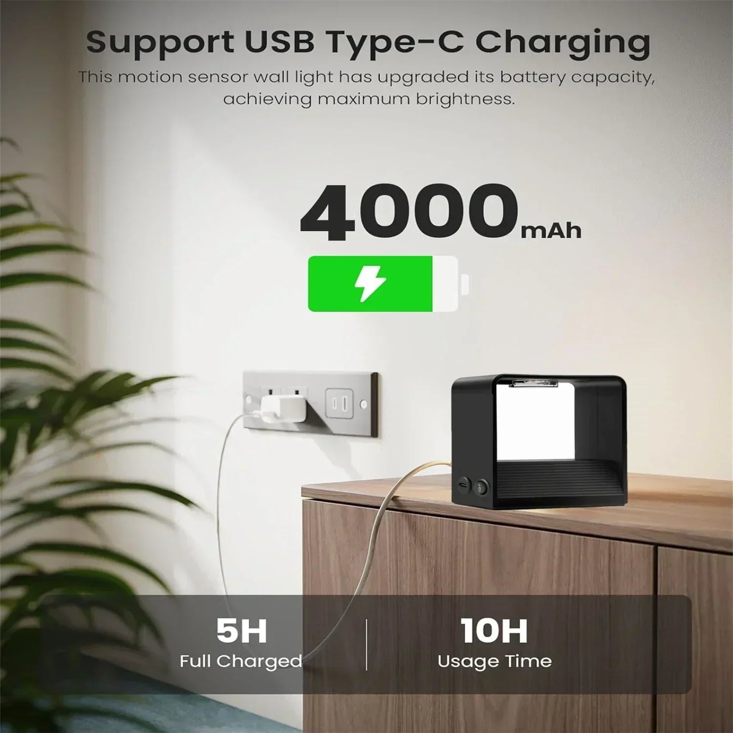 Luce da parete LED wireless LuminaWave con sensore di movimento e batteria da 4000 mAh | Temsk