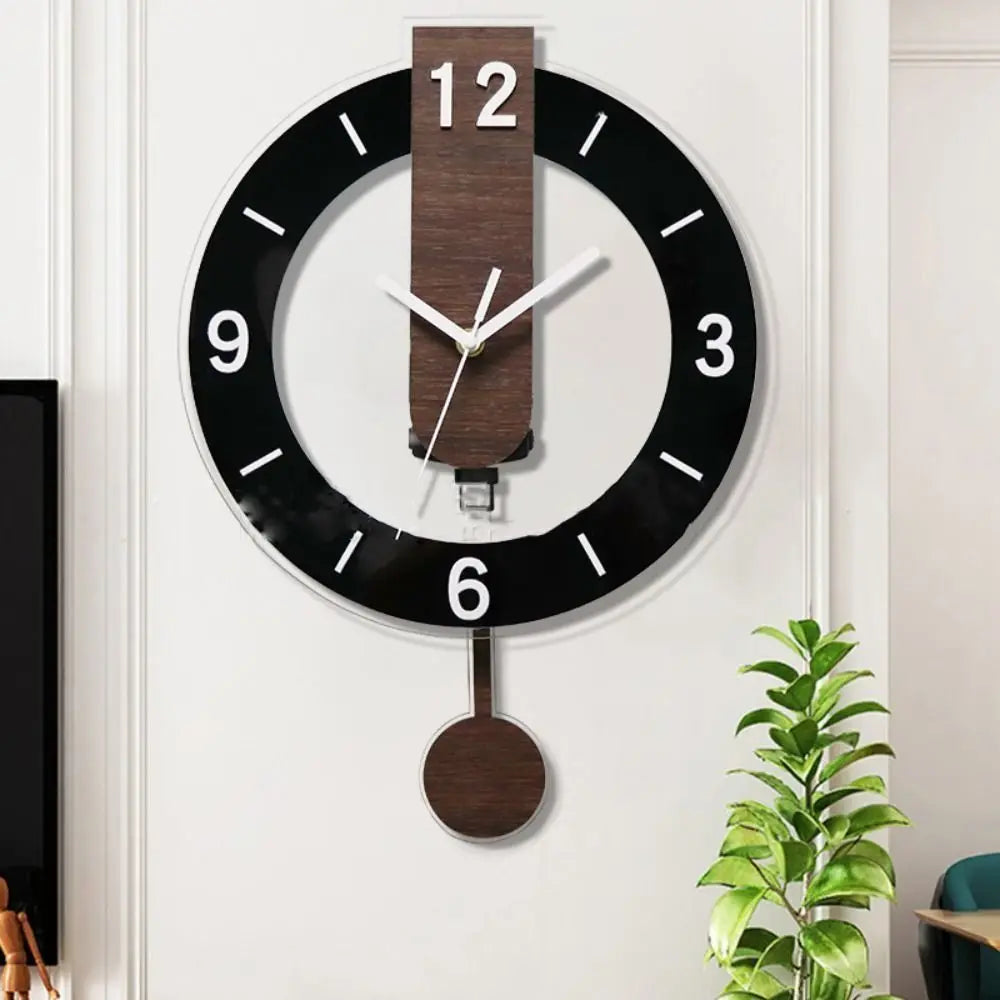 Minimalistische Pendeluhr mit modernem Acryl- und Holz-Look | Temsk