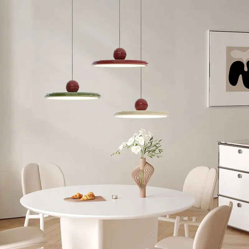Nordische Untertassen-Pendelleuchte LED mit cremefarbener Deckenlampe | Temsk