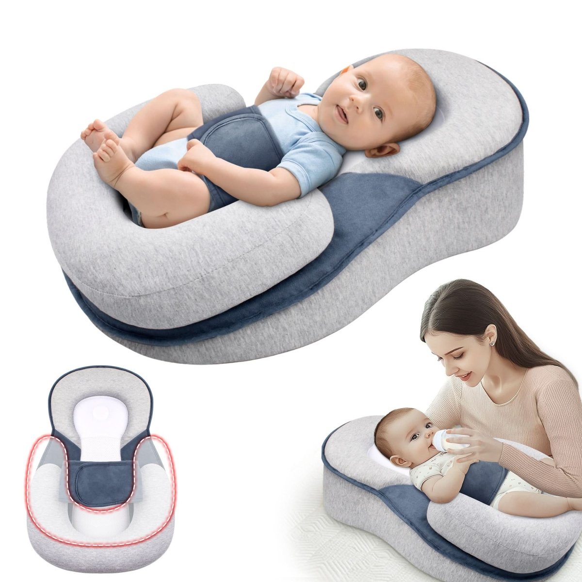 Cuscino ergonomico per neonati NurtureNest per un sonno sicuro | Temsk