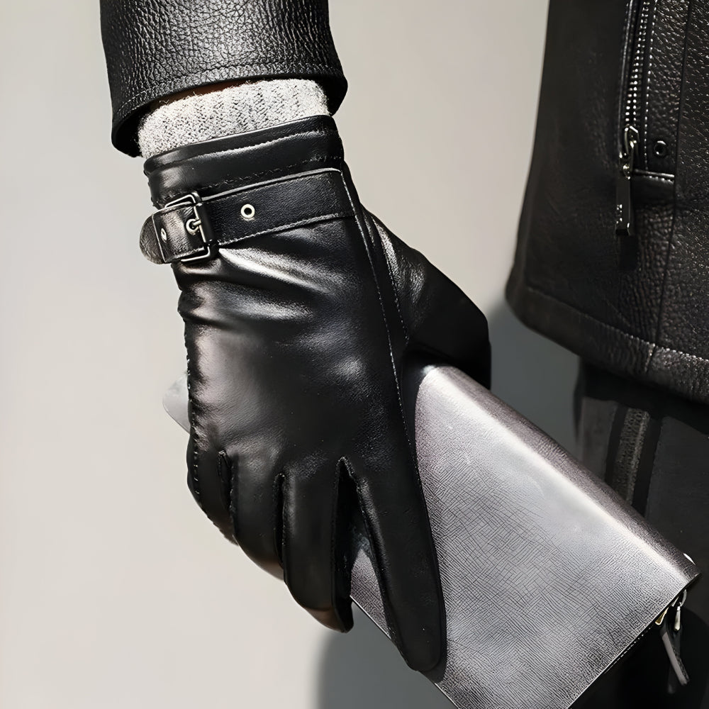 Men's Winter Touchscreen Gloves With Strap Closure For Driving | Temsk