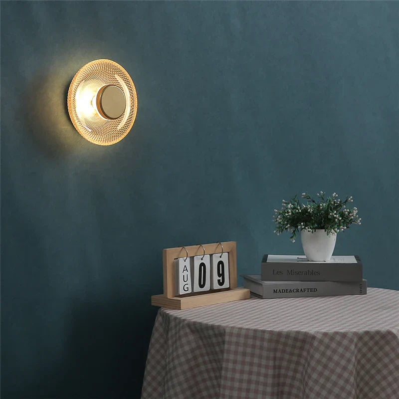 Bunte Glas-Wandlampe mit strukturiertem Scheiben-LED-Licht | Temsk