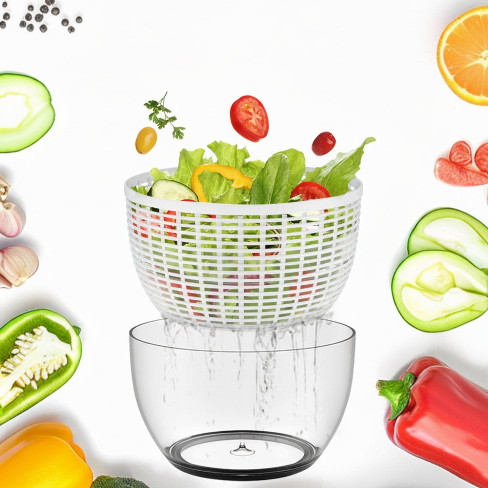 Greens Drying Bowl With Manual Pump Salad Spinner System | Temsk