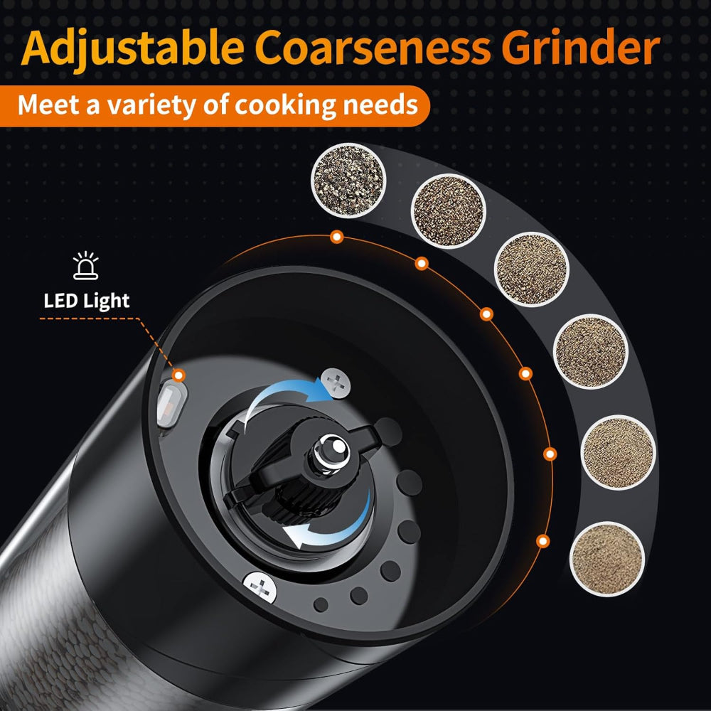 Rechargeable Electric Salt And Pepper Grinder With LED Light | Temsk