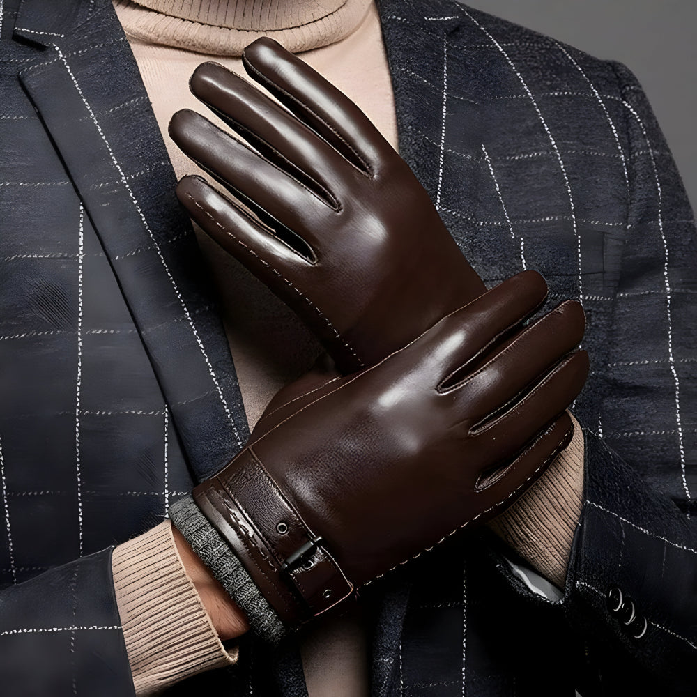 Men's Winter Touchscreen Gloves With Strap Closure For Driving | Temsk