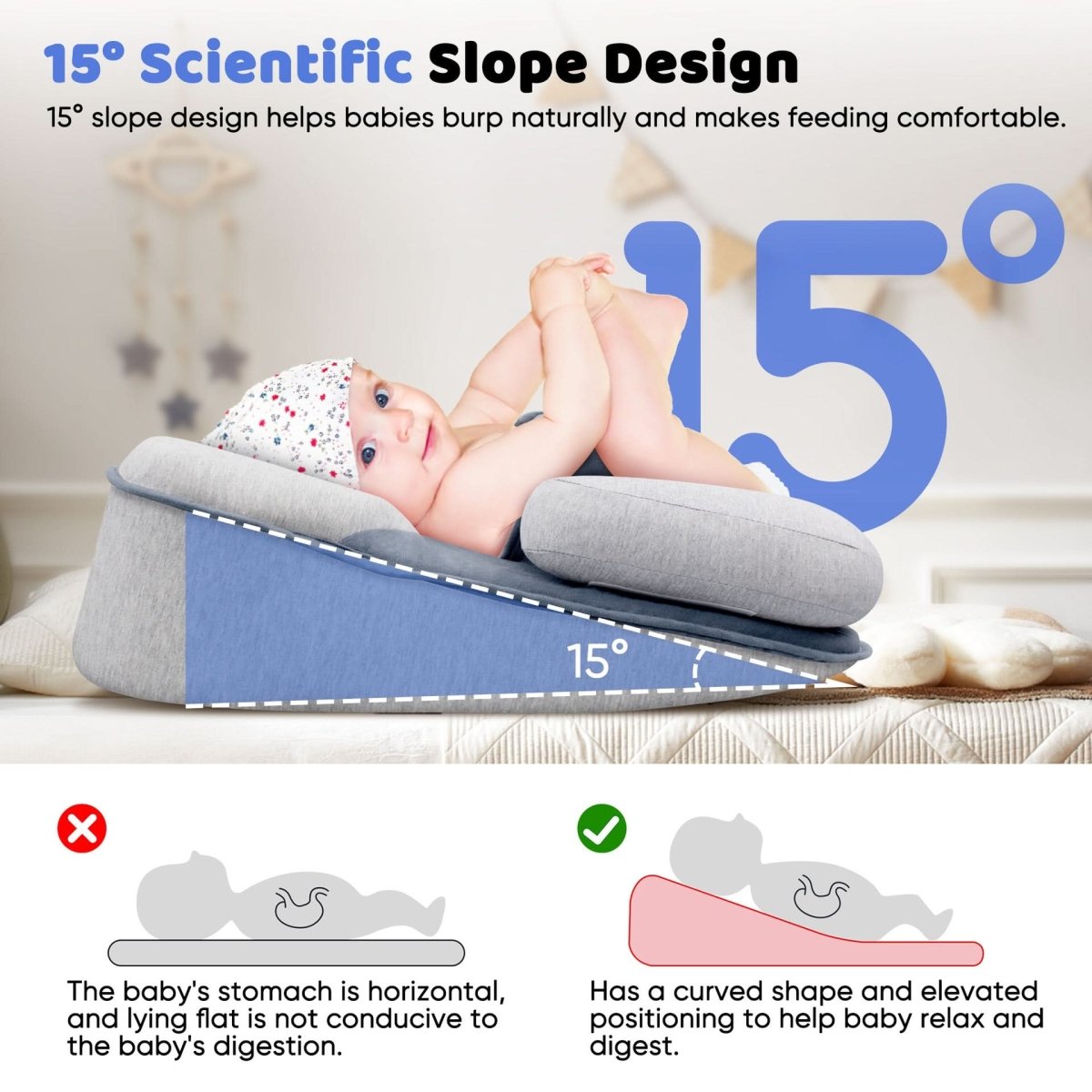 Cuscino ergonomico per neonati NurtureNest per un sonno sicuro | Temsk