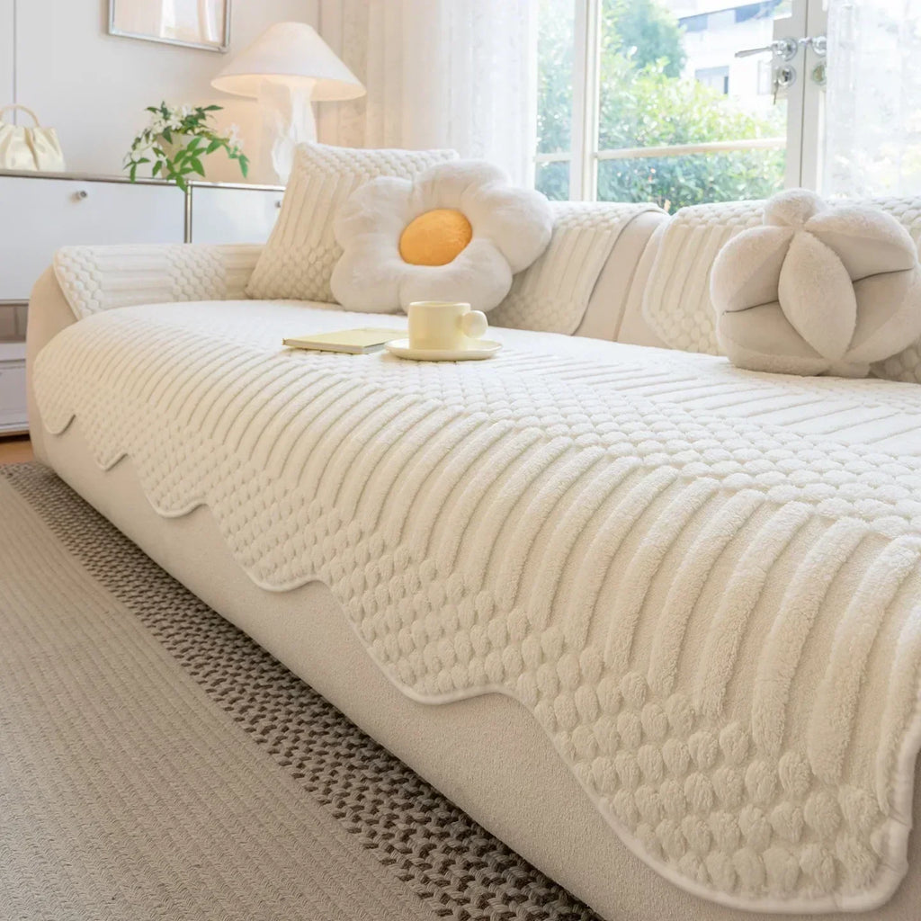 Cozy Cloud Thick Tuft Fleece Sofa Cover For Warm Winter Coziness | Temsk