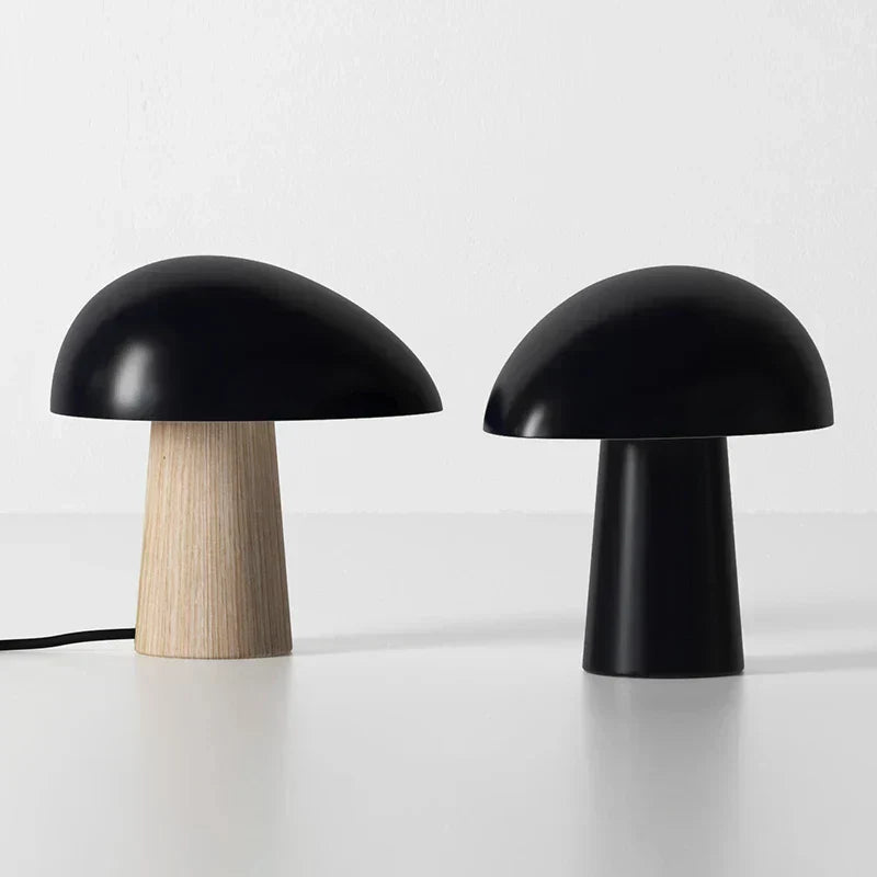 Nova Mushroom Table Lamp With Warm Wood Grain Finish | Temsk