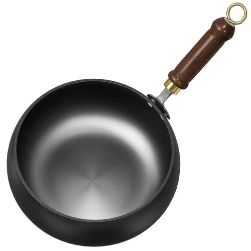 ForgeRoot Hand Forged Cast Iron Pan Featuring Wooden Handle And Optional Lid 24/28 Cm Temsk