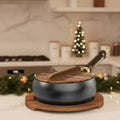 ForgeRoot Hand Forged Cast Iron Pan With Wooden Handle And Optional Lid (24/28 cm) | Temsk