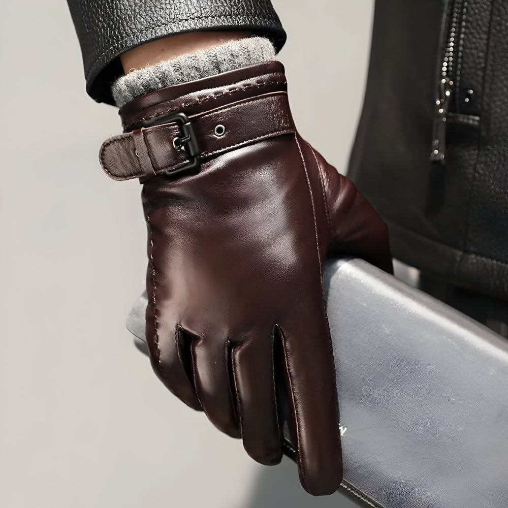 Men's Winter Touchscreen Gloves With Strap Closure For Driving | Temsk