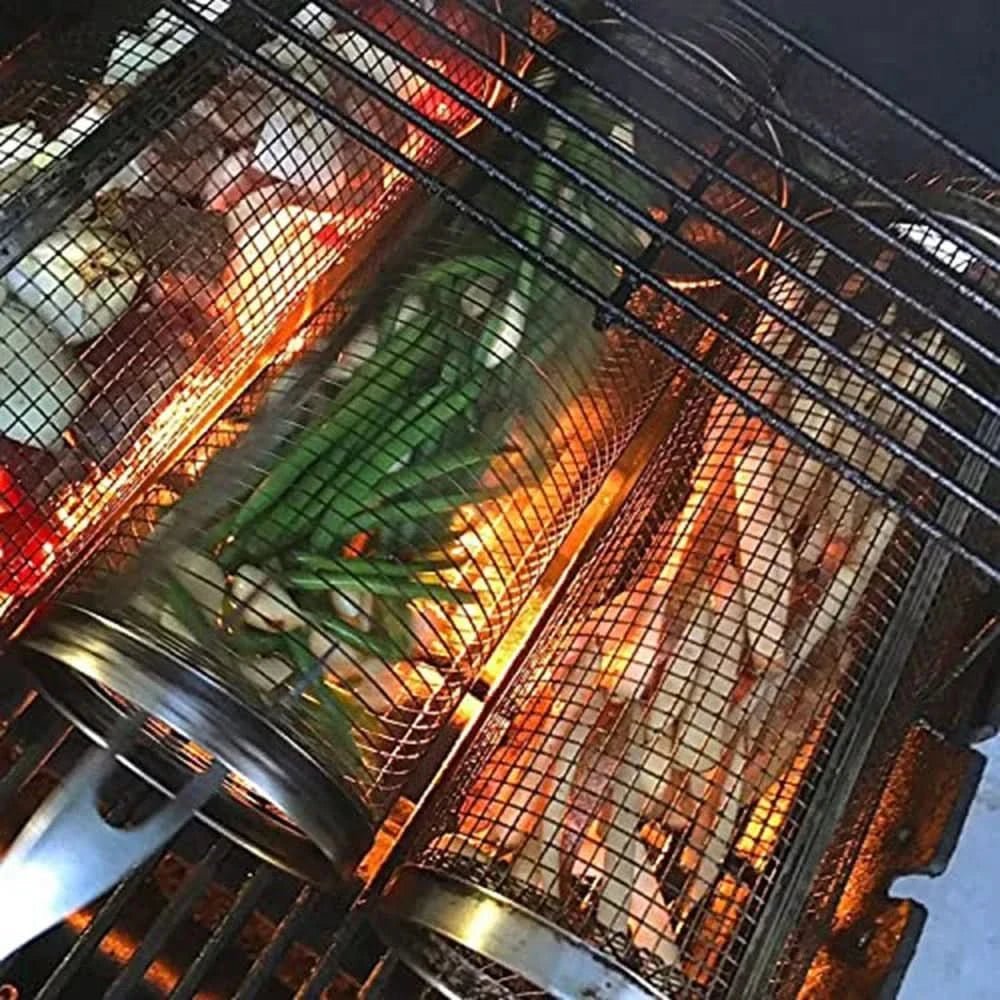 AeroGrill Rotating Barbecue Basket in Stainless Steel for Even Cooking | Temsk