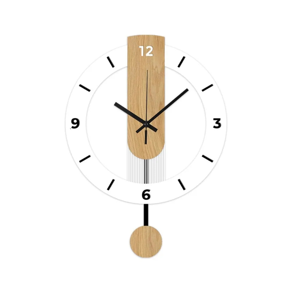 Minimalistische Pendeluhr mit modernem Acryl- und Holz-Look | Temsk