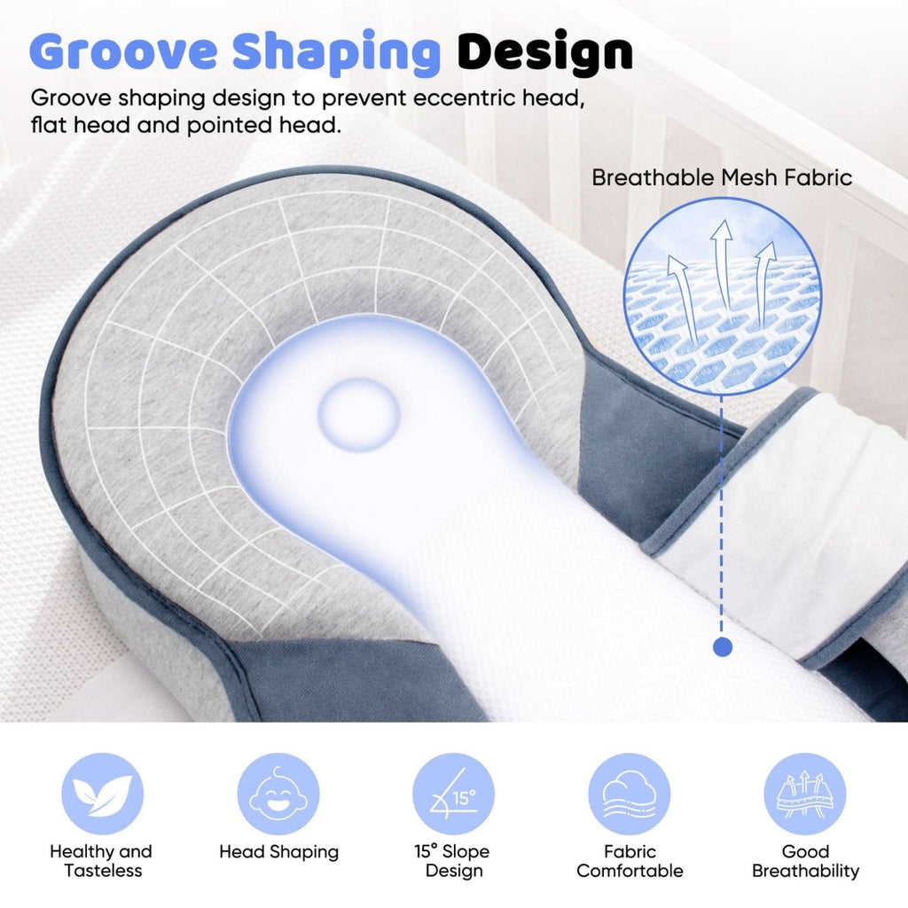 Cuscino ergonomico per neonati NurtureNest per un sonno sicuro | Temsk