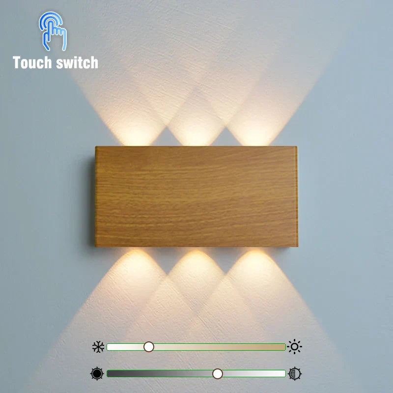 LumiBlock kabellose Wandleuchte mit Holzmaserung-Finish | Temsk