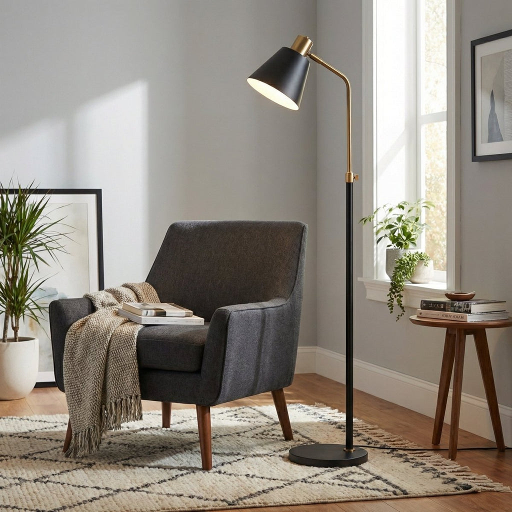 60 Inches Tall Scandinavian Style Floor Lamp With Wooden Base | Temsk