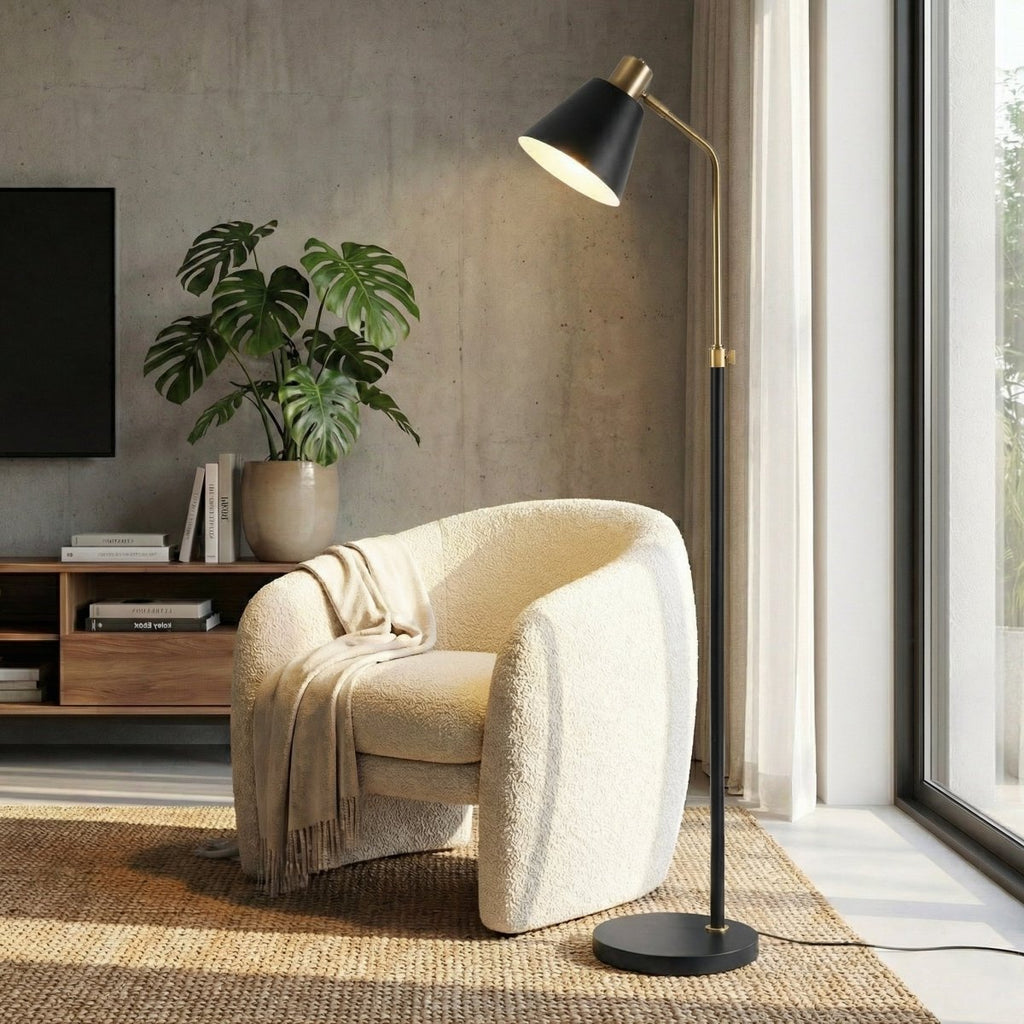 60 Inches Tall Scandinavian Style Floor Lamp With Wooden Base | Temsk