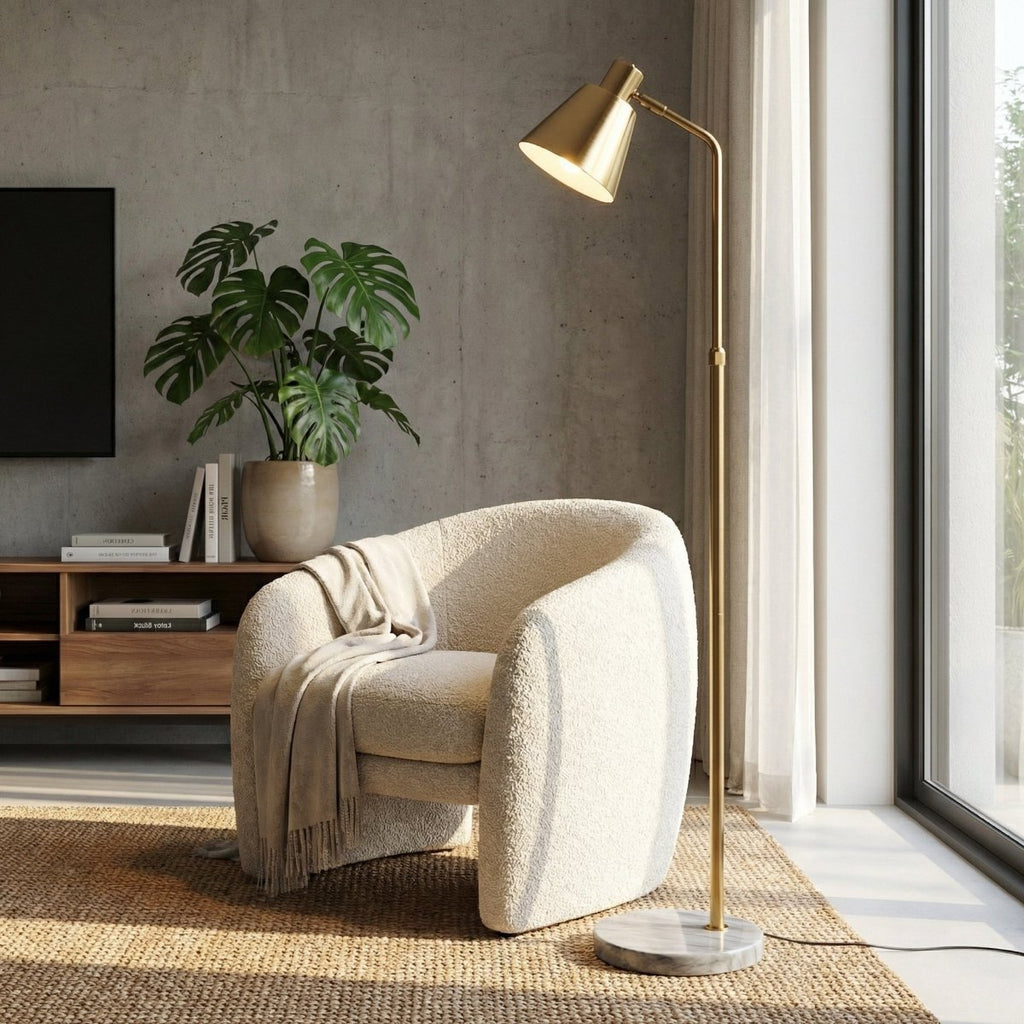 60 Inches Tall Scandinavian Style Floor Lamp With Wooden Base | Temsk