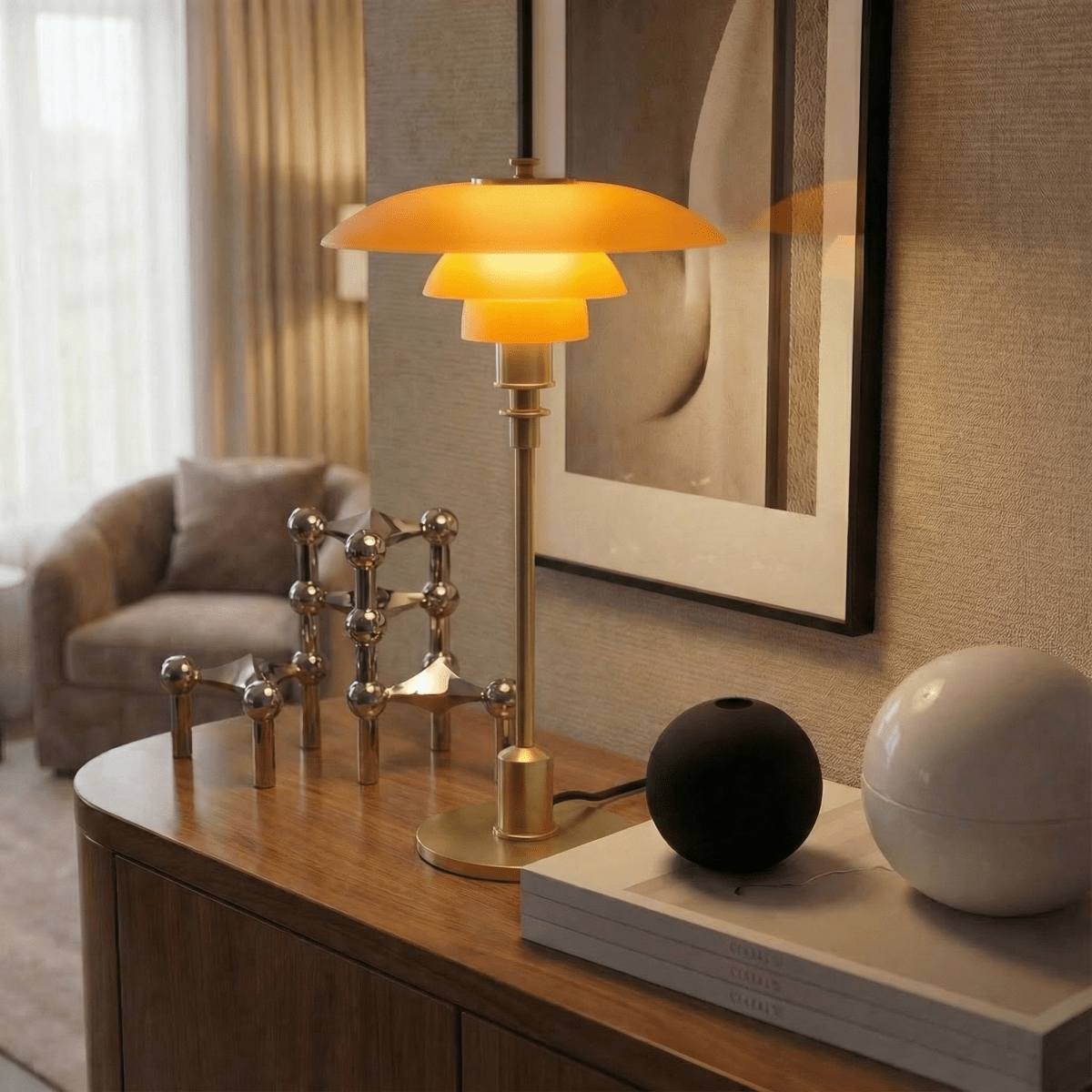 Halo Design Scandinavian Style Glass Table Lamp, 15 Inches | Temsk