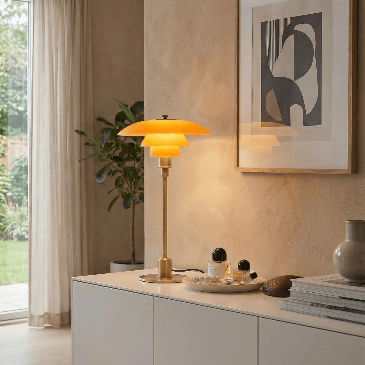 Halo Design Scandinavian Style Glass Table Lamp, 15 Inches | Temsk