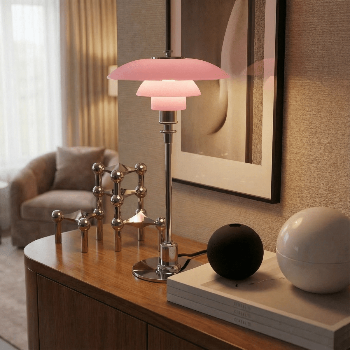 Halo Design Scandinavian Style Glass Table Lamp, 15 Inches | Temsk