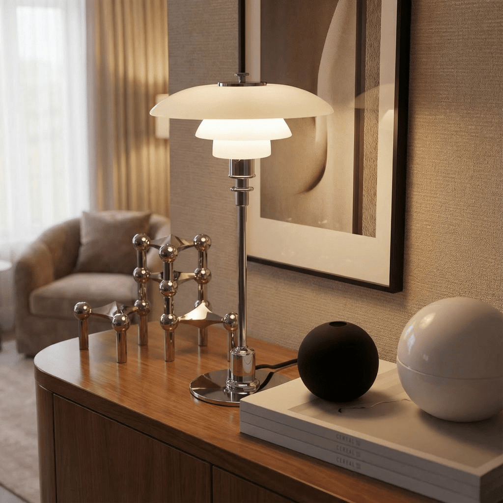 Halo Design Scandinavian Style Glass Table Lamp, 15 Inches | Temsk