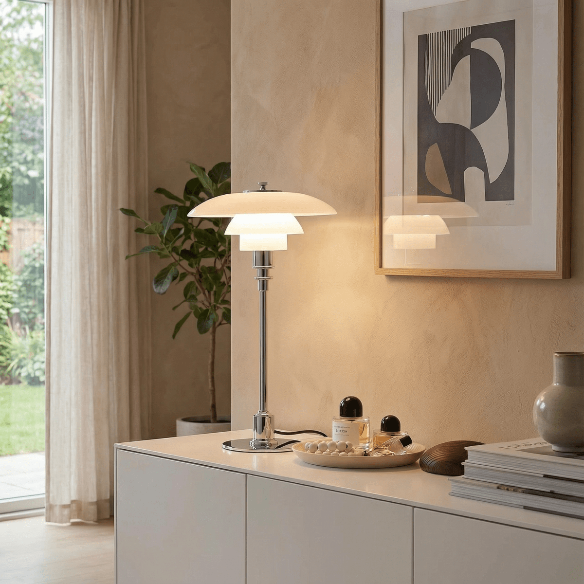 Halo Design Scandinavian Style Glass Table Lamp, 15 Inches | Temsk