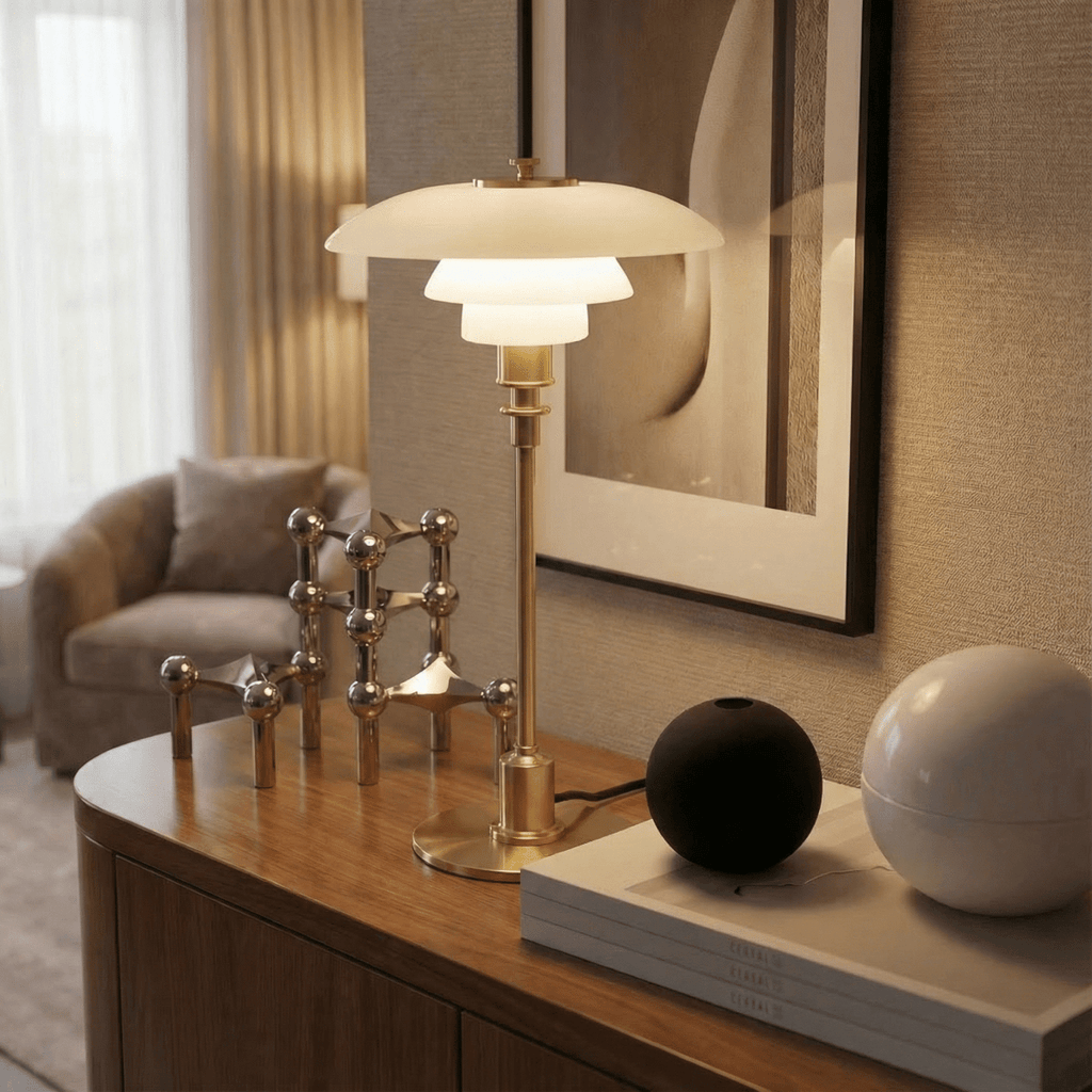 Halo Design Scandinavian Style Glass Table Lamp, 15 Inches | Temsk