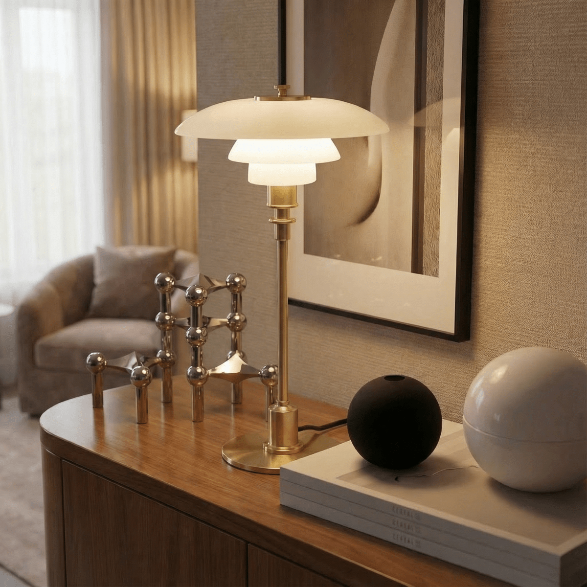 Halo Design Scandinavian Style Glass Table Lamp, 15 Inches | Temsk