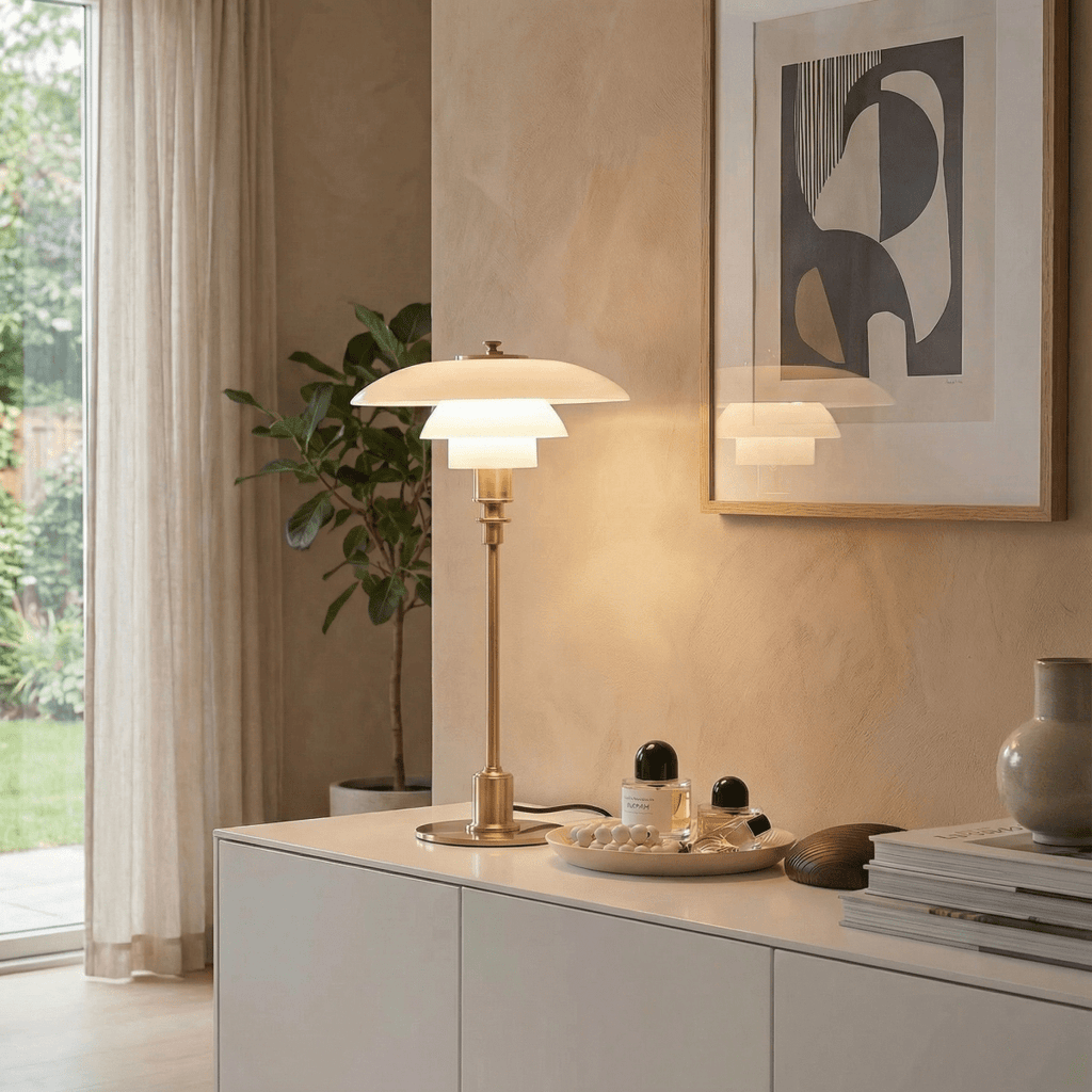 Halo Design Scandinavian Style Glass Table Lamp, 15 Inches | Temsk