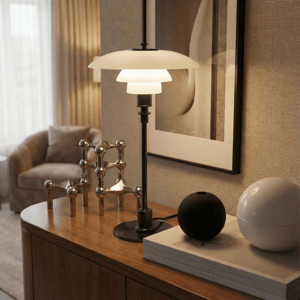 Halo Design Scandinavian Style Glass Table Lamp, 15 Inches | Temsk