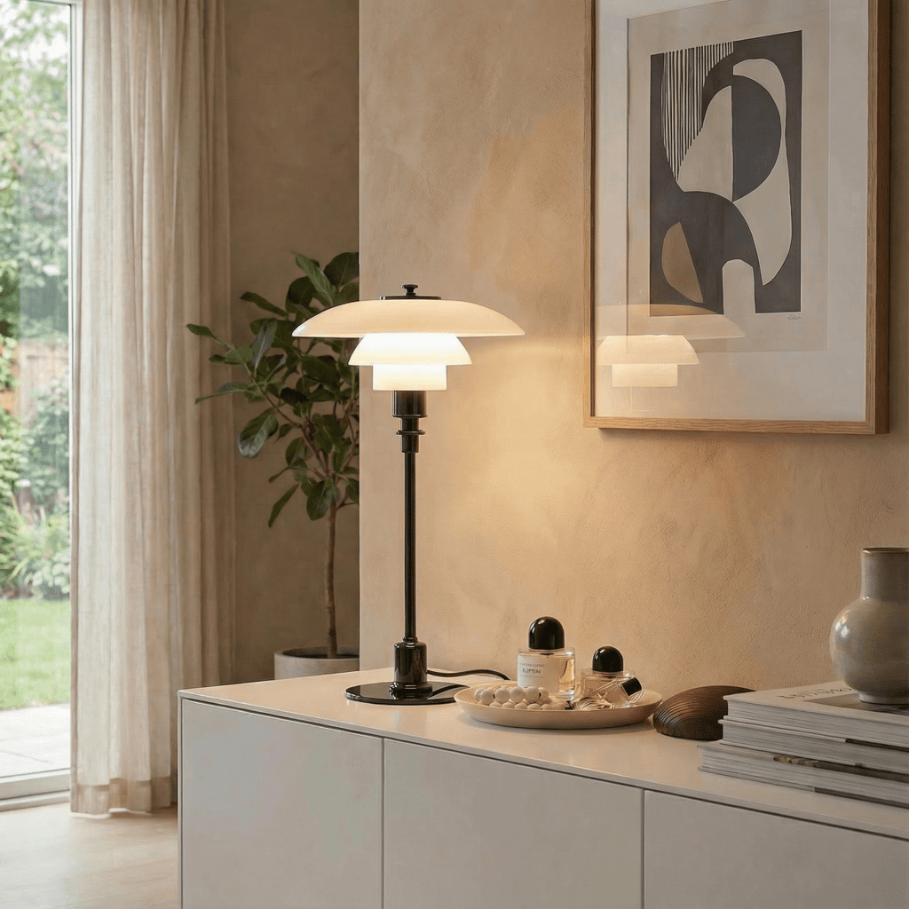 Halo Design Scandinavian Style Glass Table Lamp, 15 Inches | Temsk
