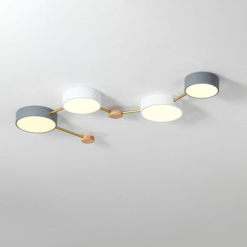 Flush Mount Ceiling Light In Solid Wood And Iron With Integrated LED Temsk