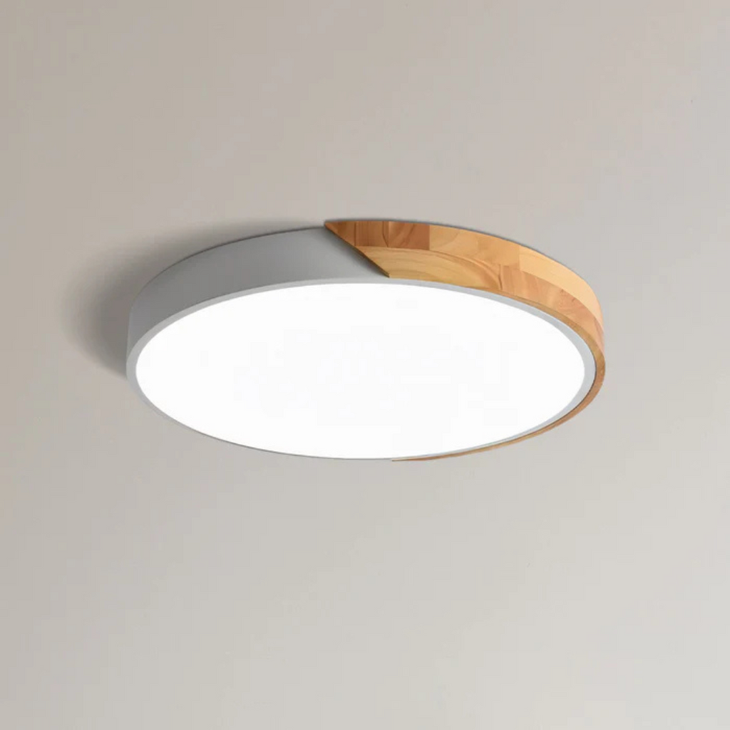 Severské dřevěné LED stropní svítidlo, kulaté 23 nebo 30 cm, moderní design | Temsk