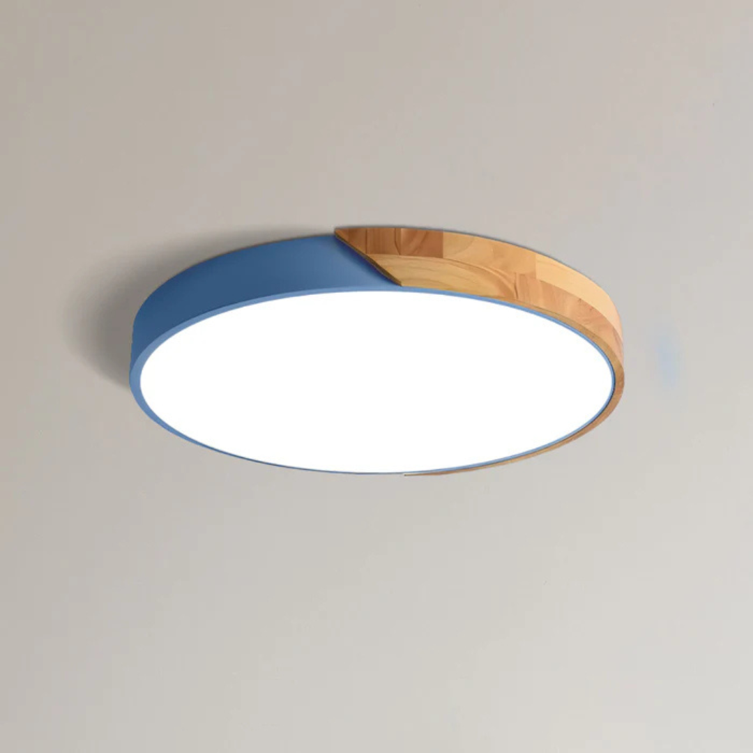 Severské dřevěné LED stropní svítidlo, kulaté 23 nebo 30 cm, moderní design | Temsk