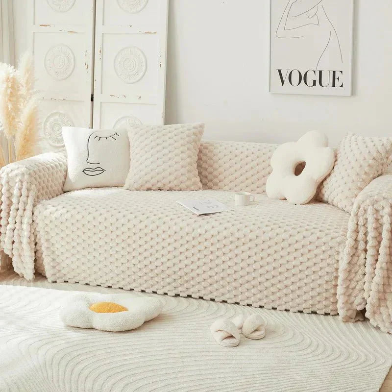 Velora Plush Chenille Sofa Cover With Anti Scratch Protection | Temsk