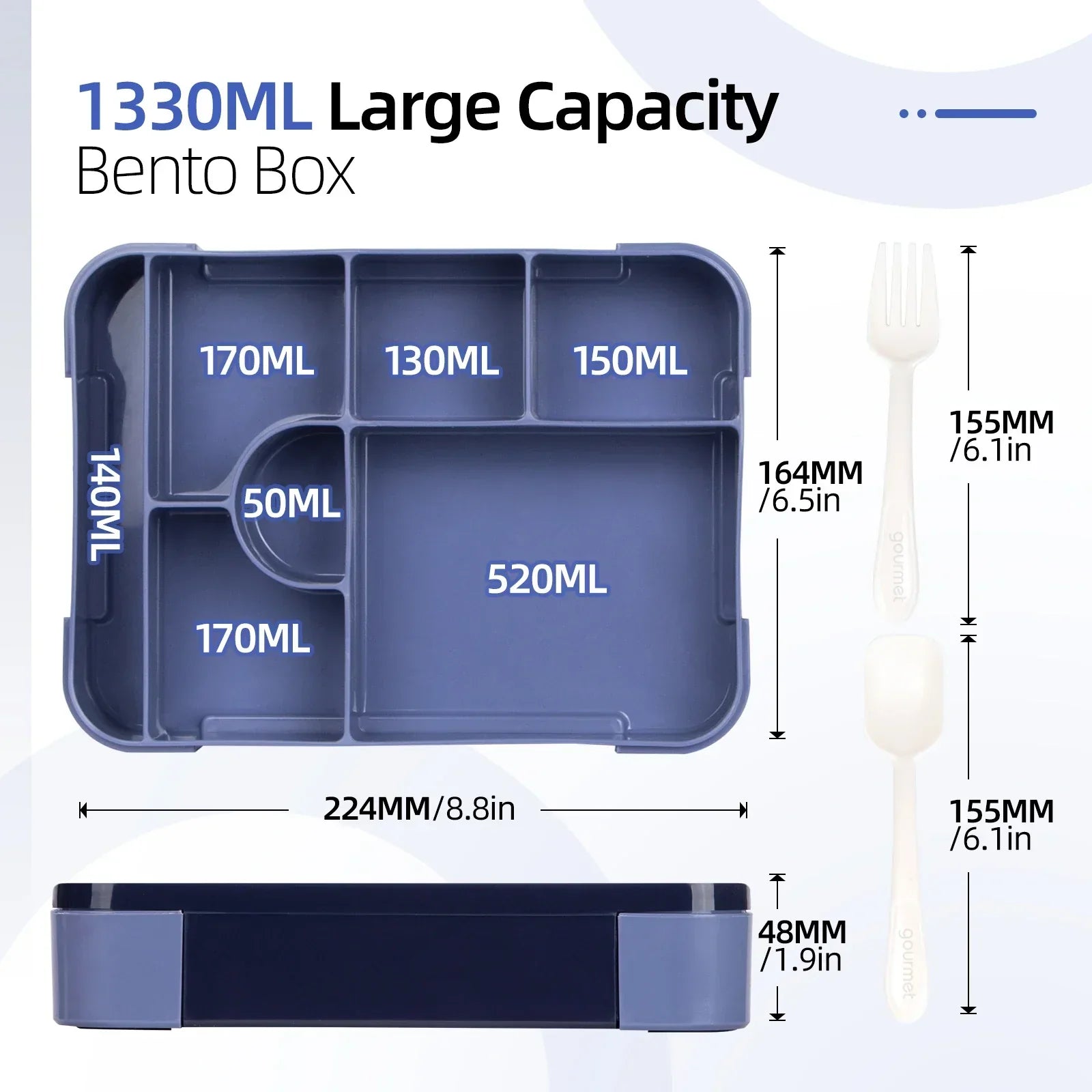 BentoMax 1330ml auslaufsichere Brotdose für Mikrowelle und Reisen | Temsk