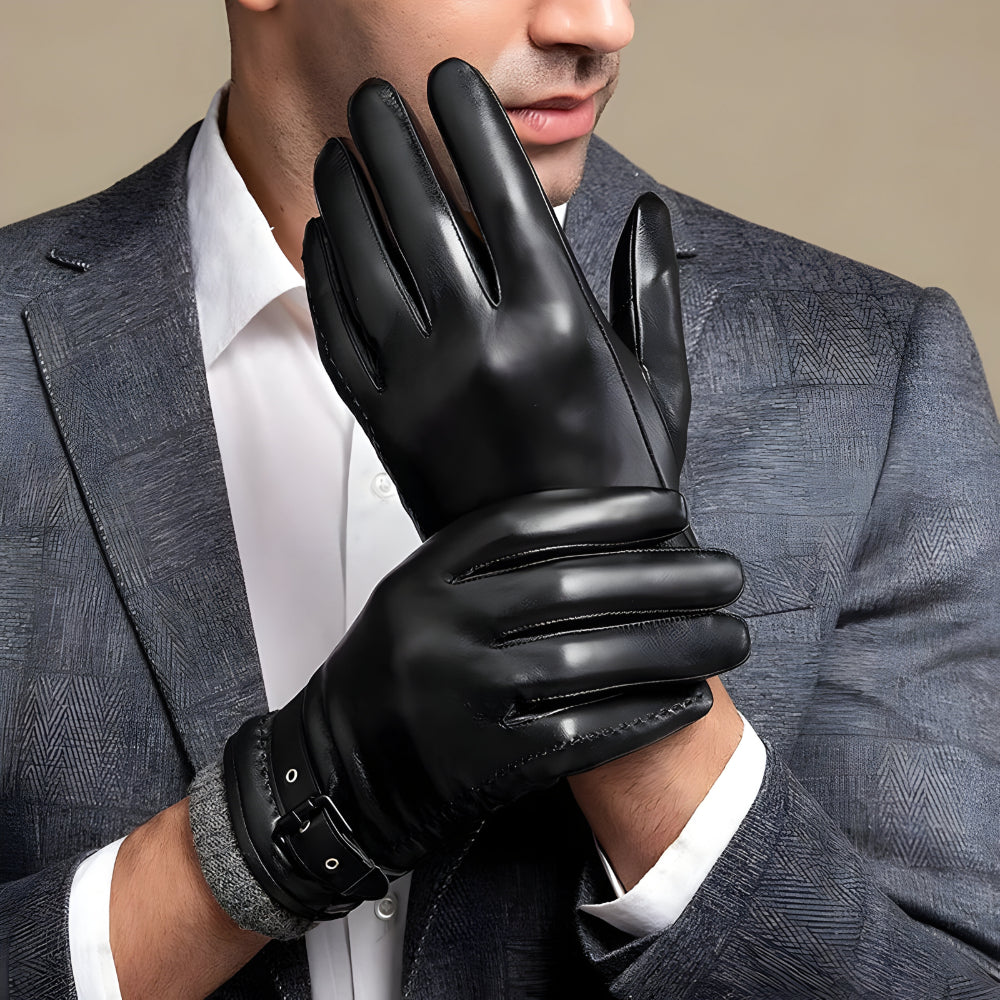 Men's Winter Touchscreen Gloves With Strap Closure For Driving | Temsk