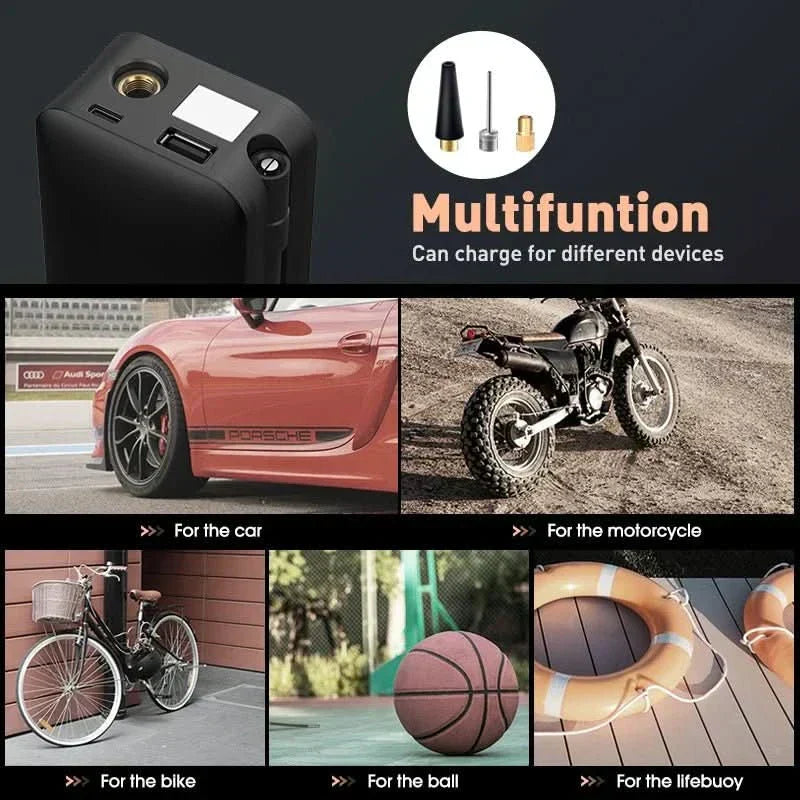 Rechargeable Portable Air Pump For Cars And Bikes With 150 PSI | Temsk