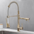 AeroFlow Modern Double Spout Kitchen Tap With Black And Gold Finish | Temsk