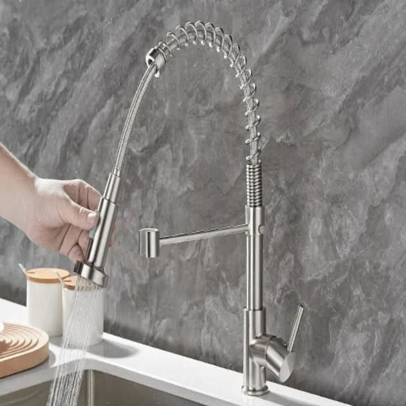 AeroFlow Modern Double Spout Kitchen Tap With Black And Gold Finish | Temsk