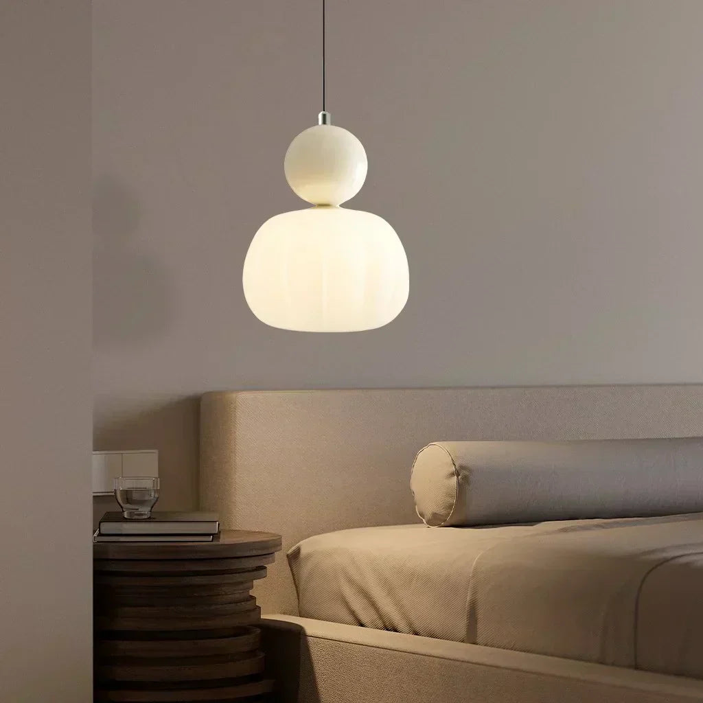 Nordisch inspirierte Kürbis-Pendelleuchte mit moderner LED-Deckenbeleuchtung | Temsk
