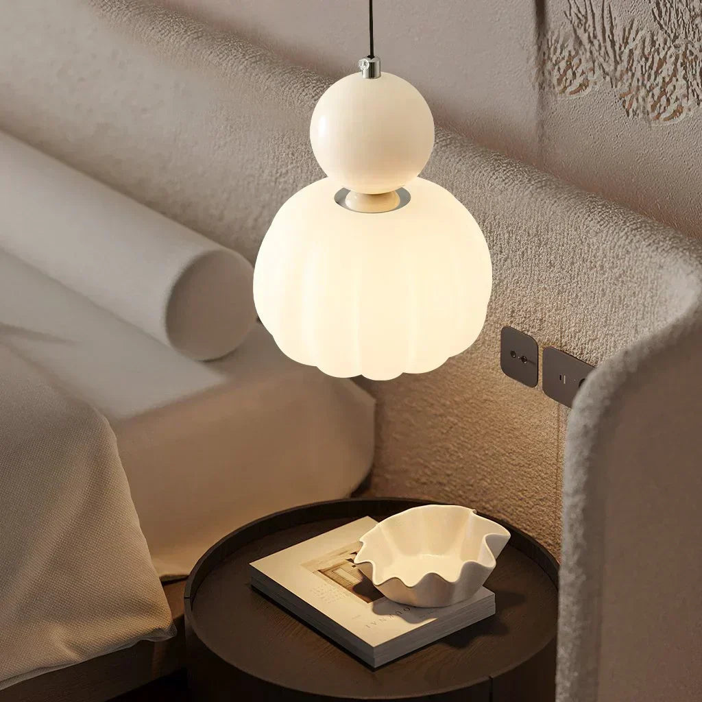 Nordisch inspirierte Kürbis-Pendelleuchte mit moderner LED-Deckenbeleuchtung | Temsk