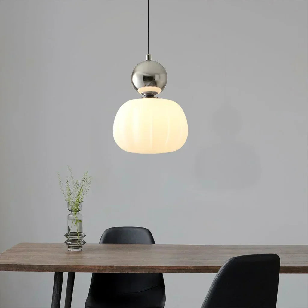 Nordisch inspirierte Kürbis-Pendelleuchte mit moderner LED-Deckenbeleuchtung | Temsk