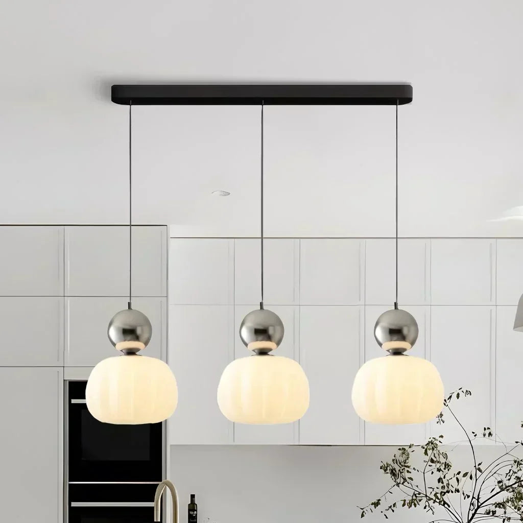 Nordisch inspirierte Kürbis-Pendelleuchte mit moderner LED-Deckenbeleuchtung | Temsk