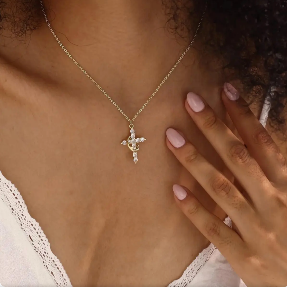 Crown Cross Necklace With Faith Jewelry For Mother's Day Gift | Temsk
