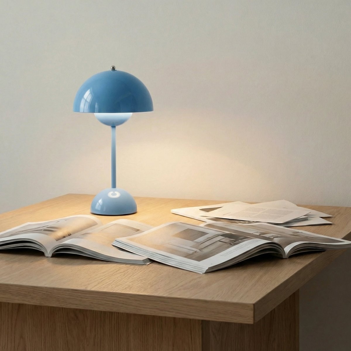 Sculpted Gloss Finish Dome Table Lamp, Modern Design, 12 Inches Tall | Temsk